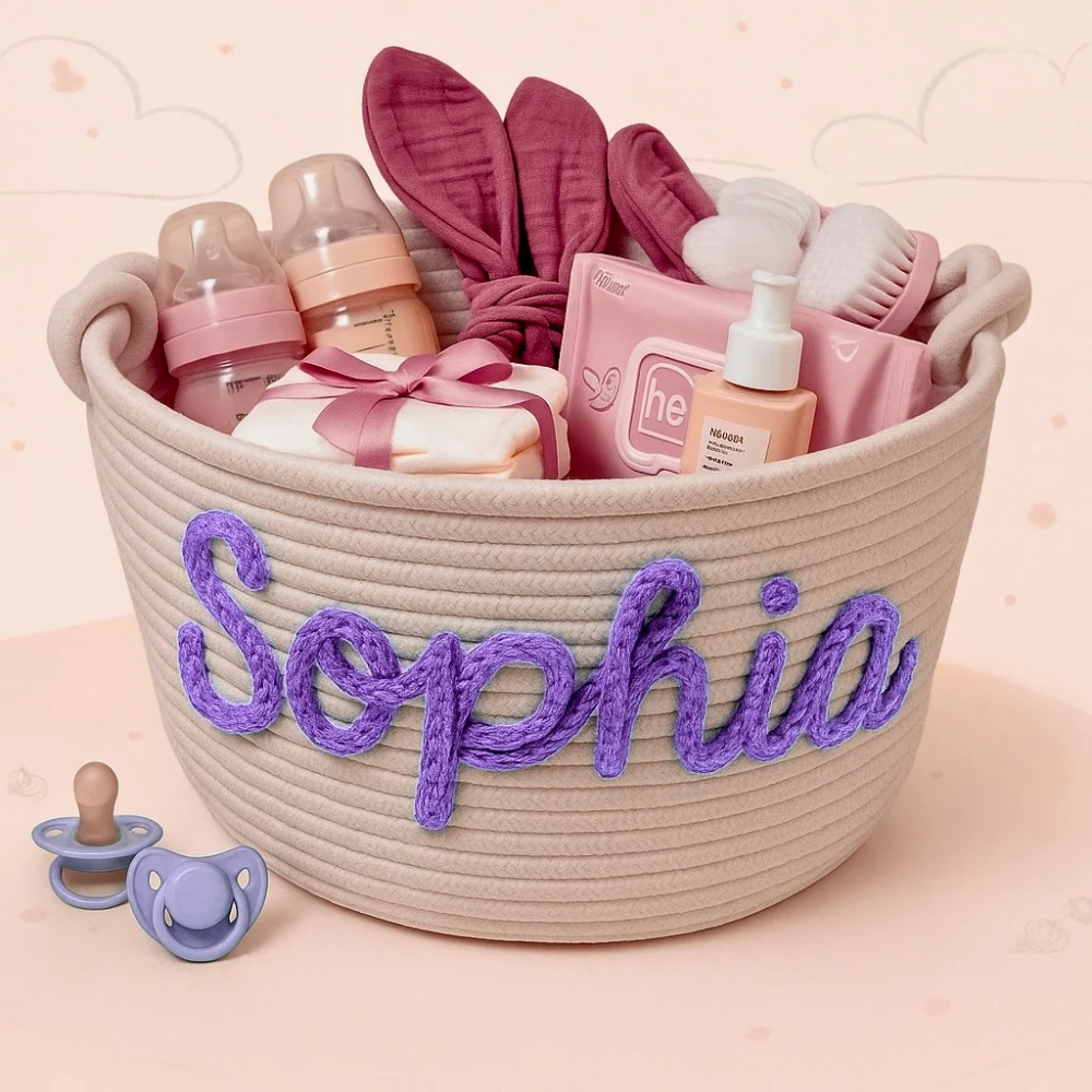 CuddleBasket – Personalized Baby Diaper Storage Basket
