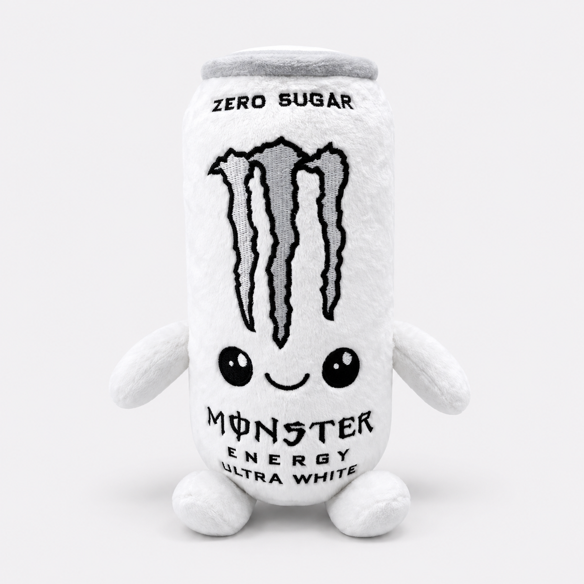 Monster Energy Ultra White Plush Toy – Cute Energy Drink Can Soft Toy