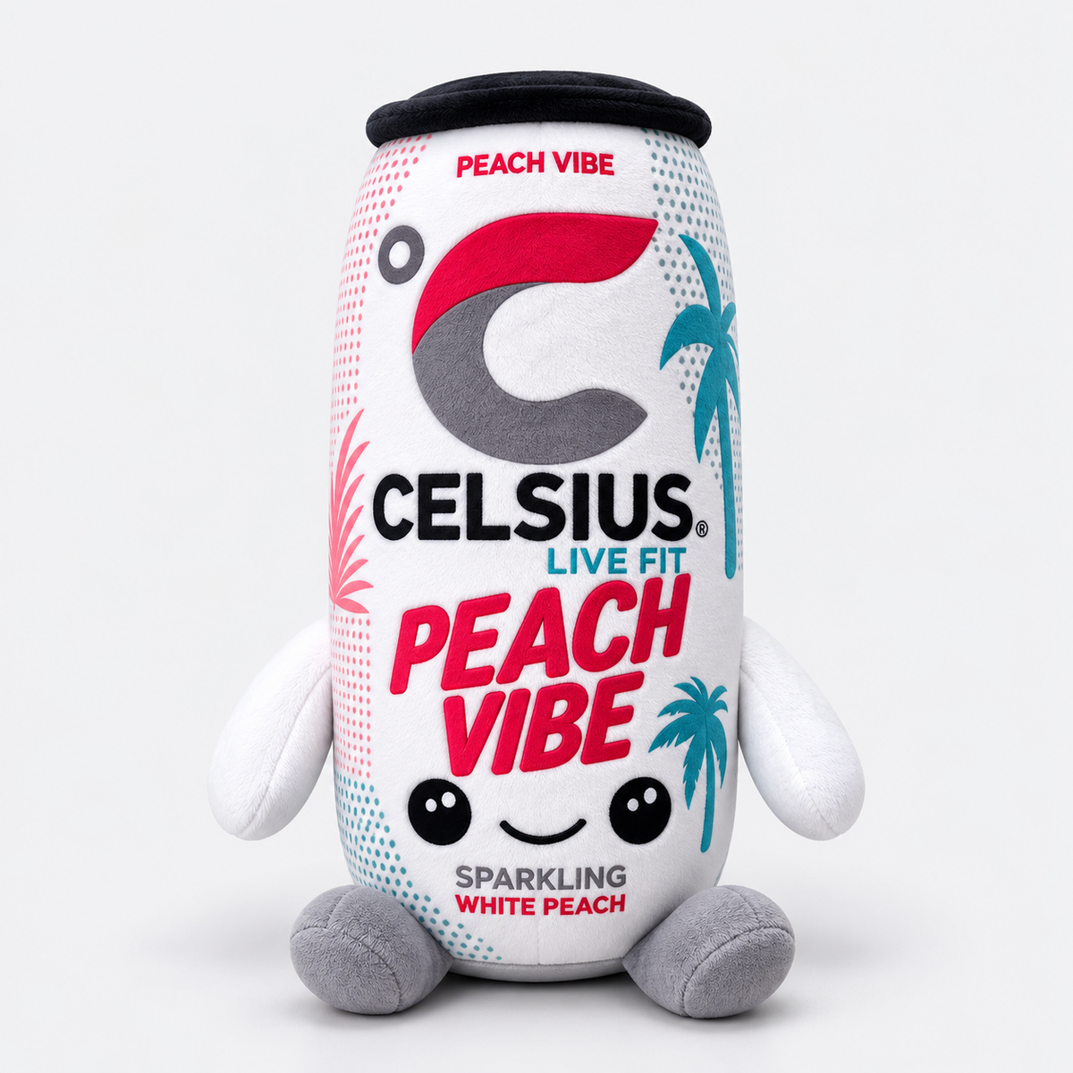 Celsius Peach Vibe Plush Toy – Cute Sparkling Drink Can Soft Toy
