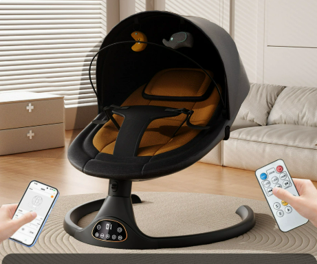 Electric Baby Swing with Bluetooth Audio – Remote Control Baby Bouncer Seat
