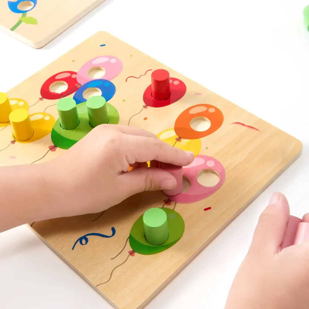 Kids Wooden Color Matching Game – Educational Sorting and Matching Toy with Dice