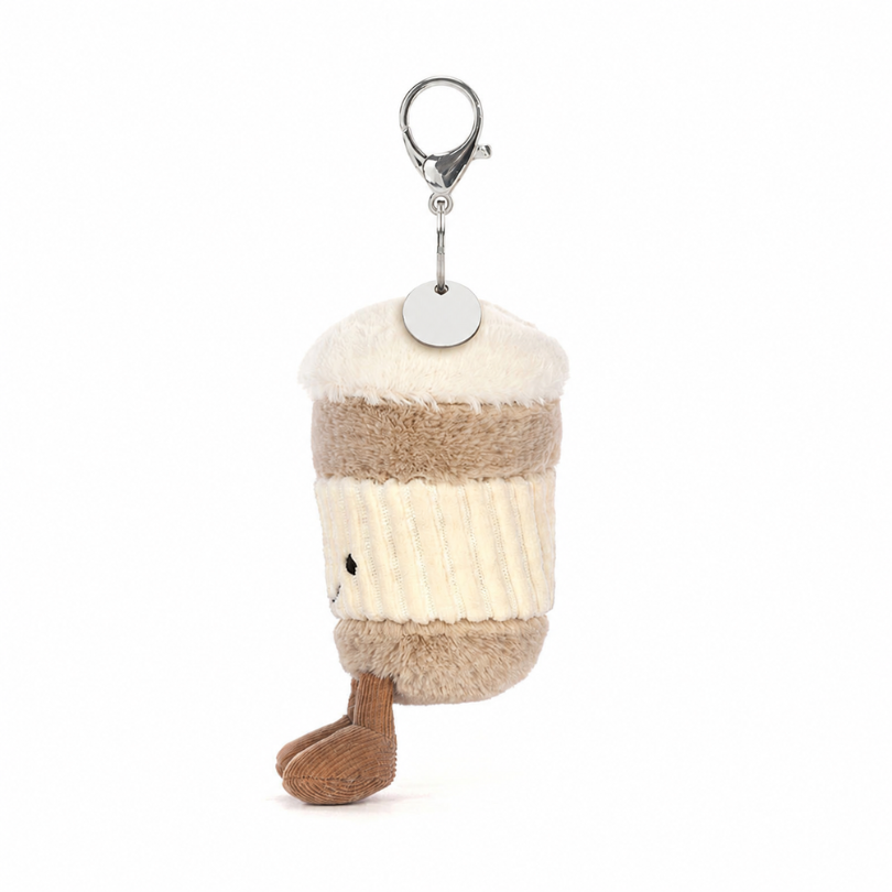 Beige Coffee Cup Bag Charm