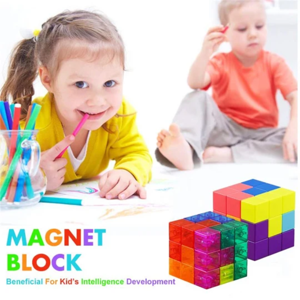 3D Magnetic Cube Building Blocks – Educational Magnetic Construction Toy for Kids