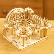 3D Wooden Marble Run – Mechanical Building Puzzle with Hand Crank