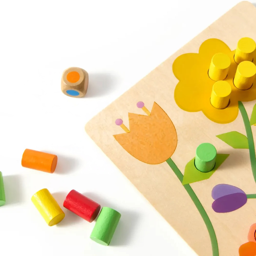 Kids Wooden Color Matching Game – Educational Sorting and Matching Toy with Dice