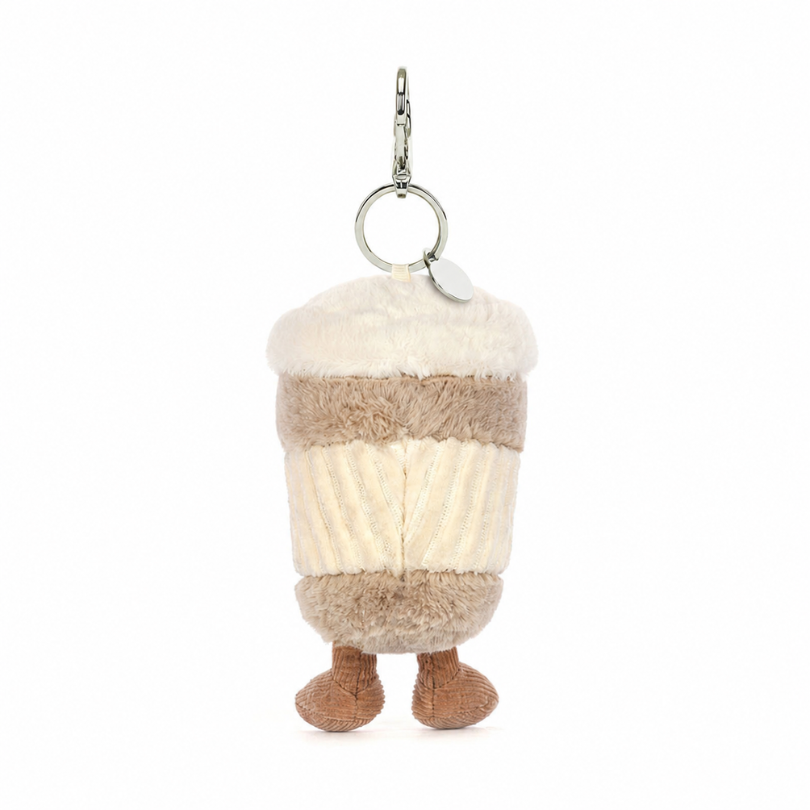 Beige Coffee Cup Bag Charm