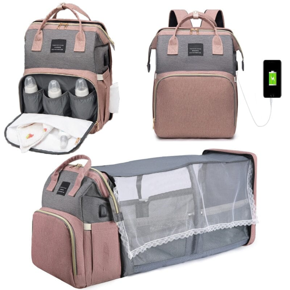 Baby Changing Diaper Bag Foldable Crib | Large Capacity Bag