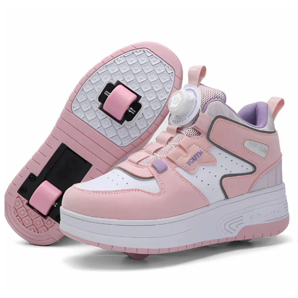 Kids Roller Sneakers – Adjustable Shoes with Retractable Wheels and Breathable Mesh Upper