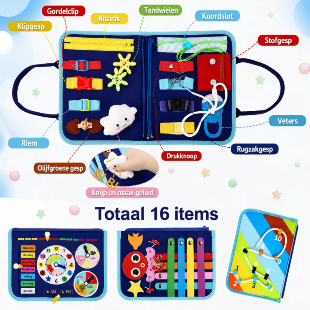 7-in-1 Montessori Busy Board – Portable Learning & Fine Motor Skills Activity Toy for Kids