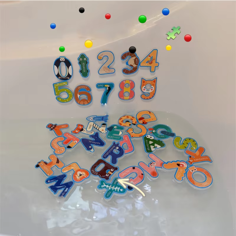 ABC Animal Bath Stickers for Kids – Foam Bath Toy Set for Water Play