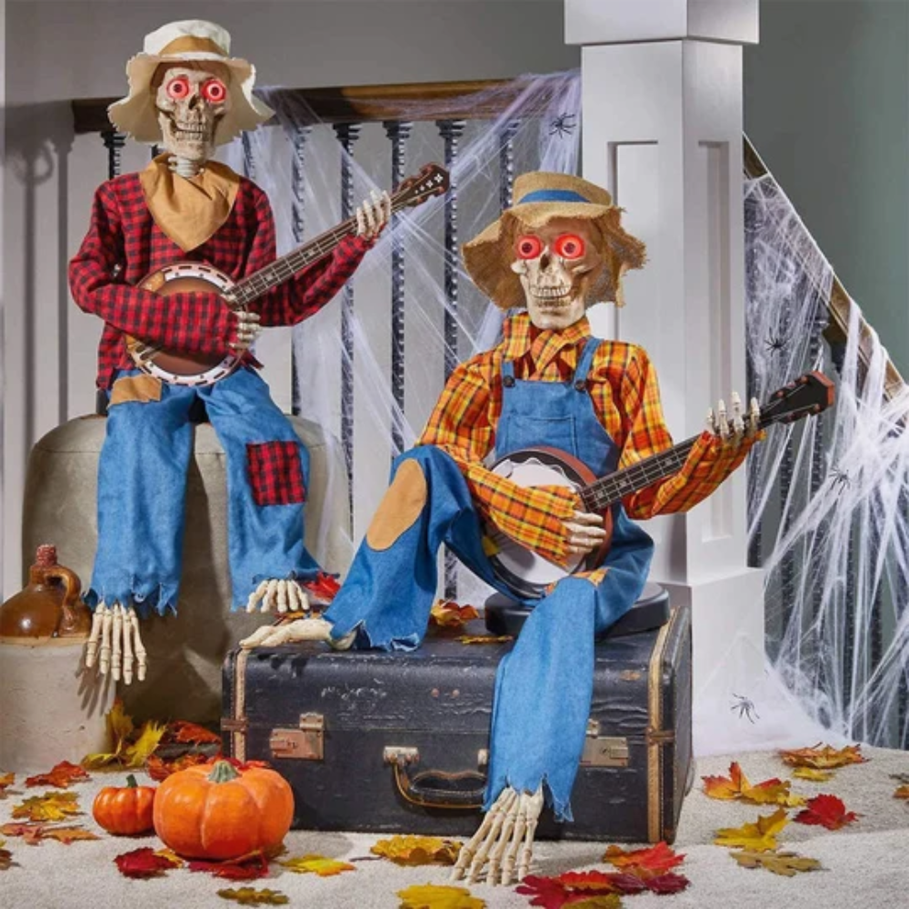 Animated Dueling Banjo Skeletons – Musical Halloween Decoration with Sound and Motion Effects