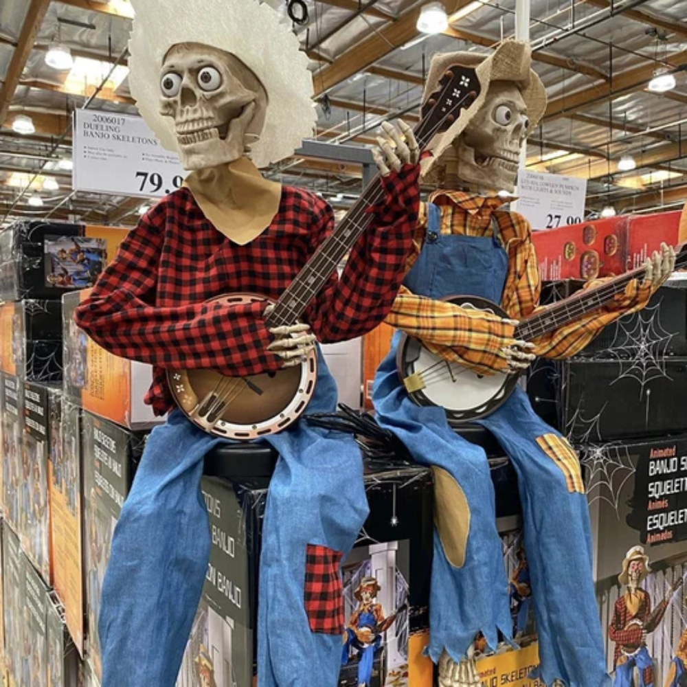 Animated Dueling Banjo Skeletons – Musical Halloween Decoration with Sound and Motion Effects