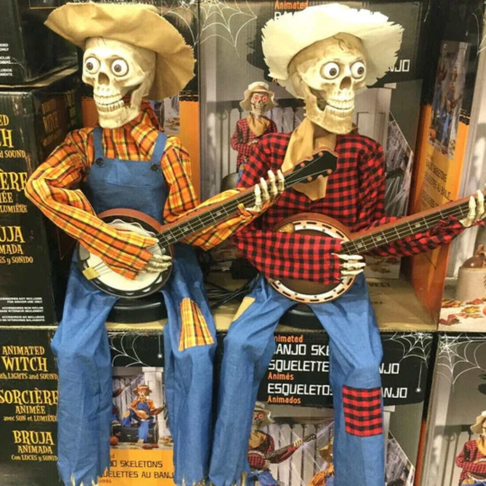 Animated Dueling Banjo Skeletons – Musical Halloween Decoration with Sound and Motion Effects