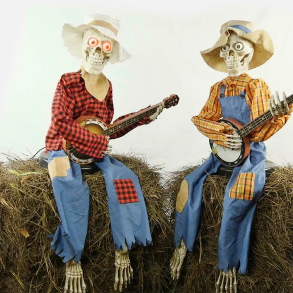 Animated Dueling Banjo Skeletons – Musical Halloween Decoration with Sound and Motion Effects