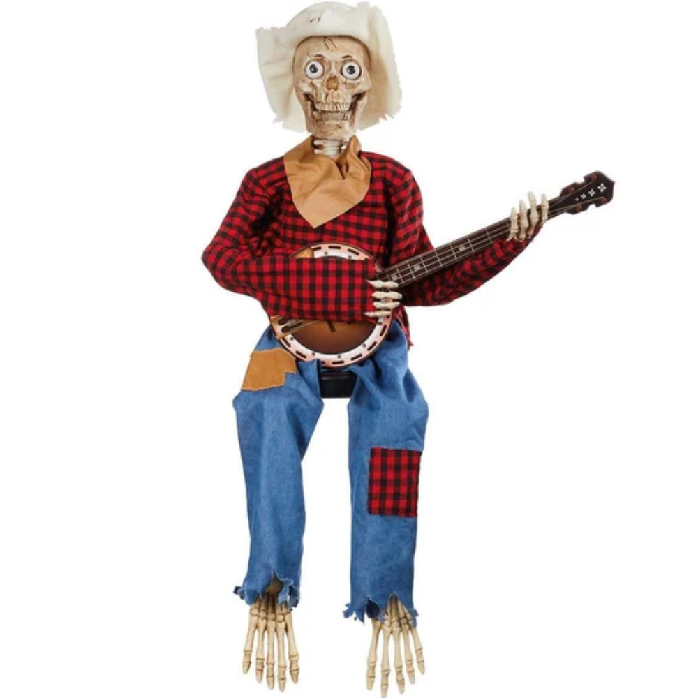Animated Dueling Banjo Skeletons – Musical Halloween Decoration with Sound and Motion Effects