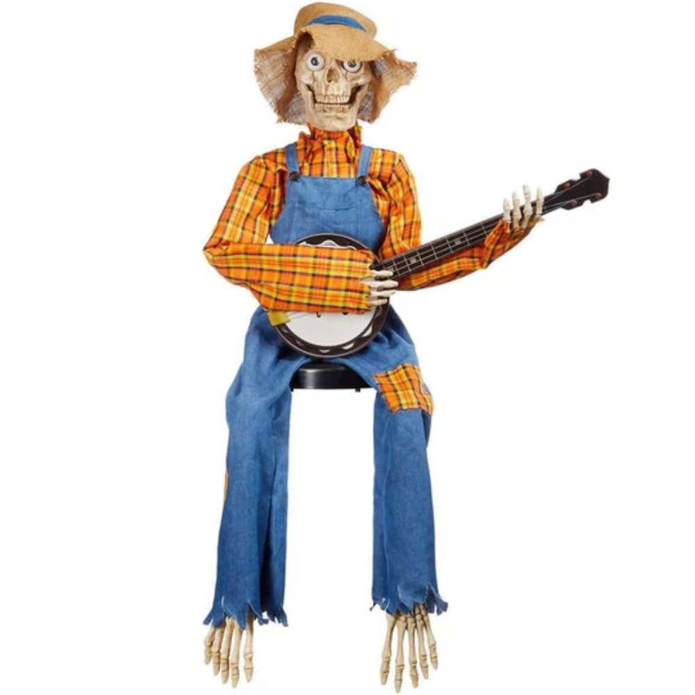 Animated Dueling Banjo Skeletons – Musical Halloween Decoration with Sound and Motion Effects