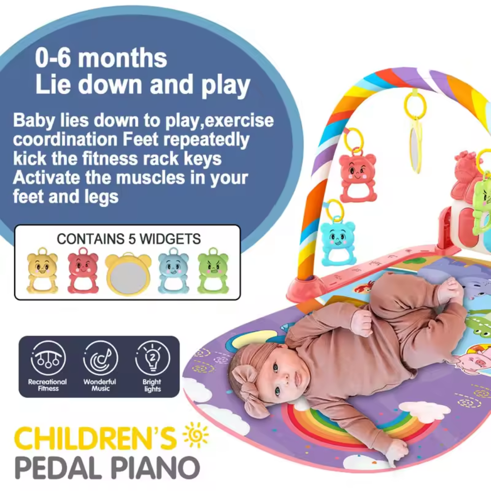 Baby Activity Gym with Piano & Play Mat for Newborns (0-12 Months)