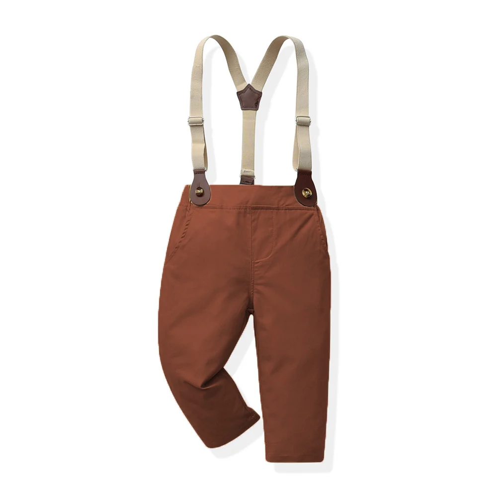 Baby Boys Formal Outfit Set – Bow Tie Shirt and Suspender Pants