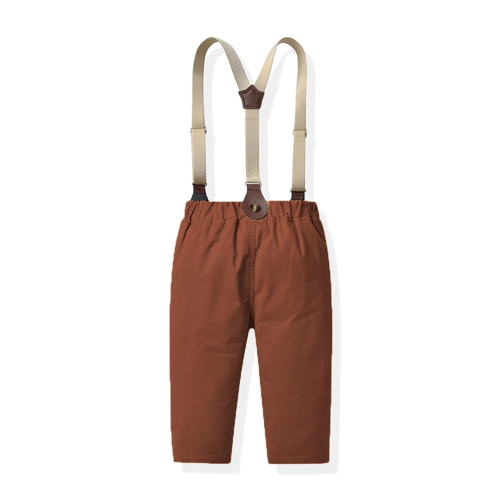 Baby Boys Formal Outfit Set – Bow Tie Shirt and Suspender Pants