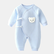 Baby Cotton Romper – Ribbed Long Sleeve Wrap Jumpsuit
