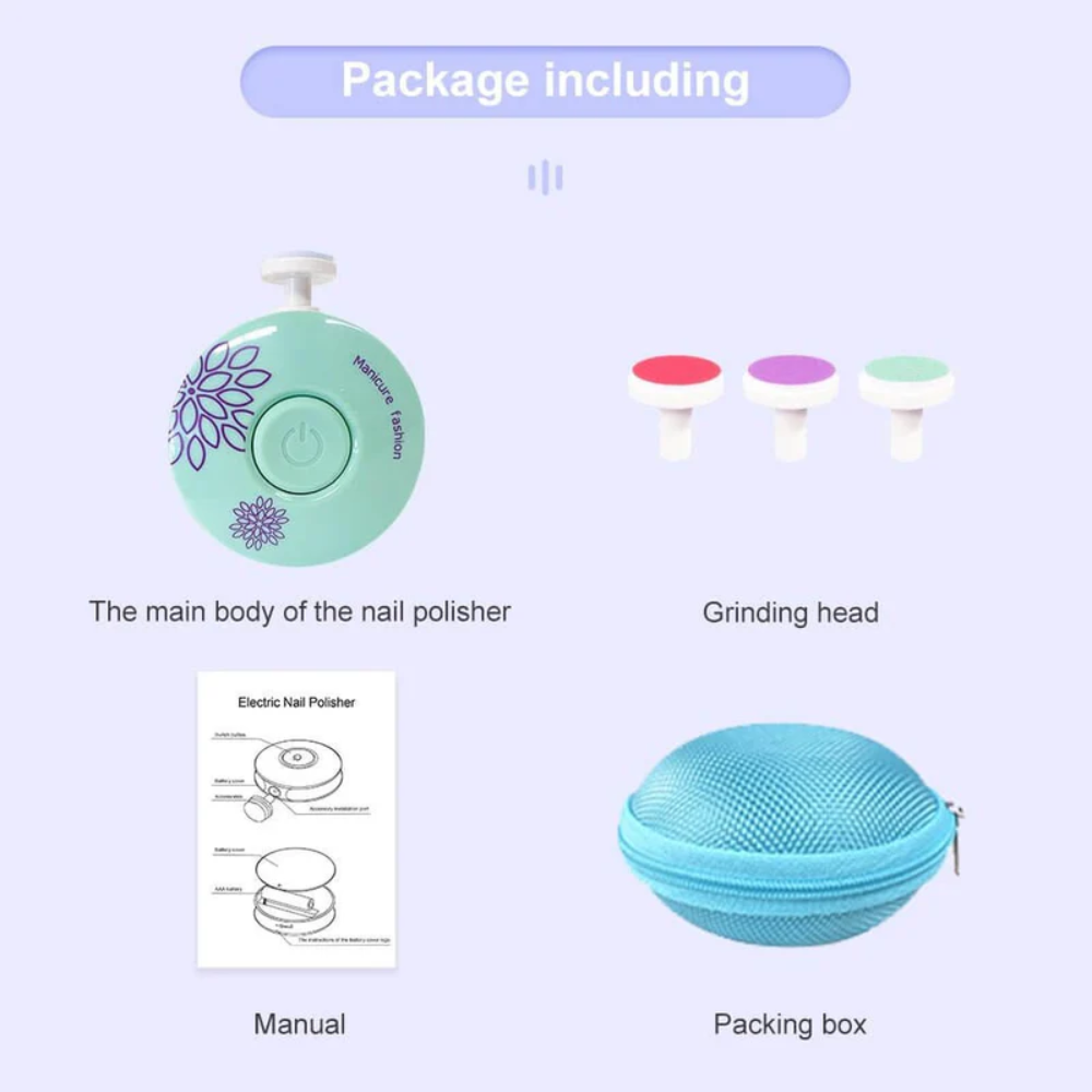 Electric Baby Nail Trimmer – Baby Nail File & Polisher with Interchangeable Pads