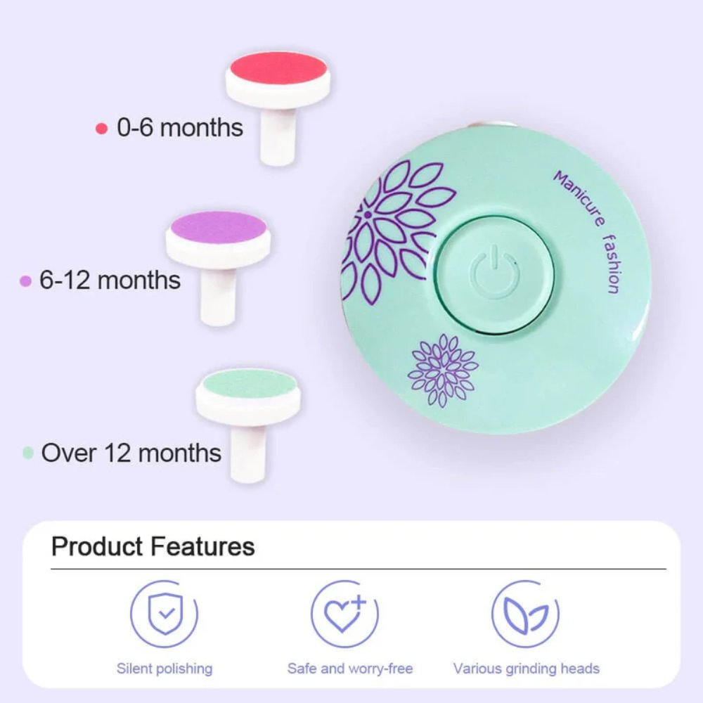 Electric Baby Nail Trimmer – Baby Nail File & Polisher with Interchangeable Pads