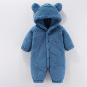 Baby Fleece Hooded Romper – Soft Warm Winter Jumpsuit with Bear Ears