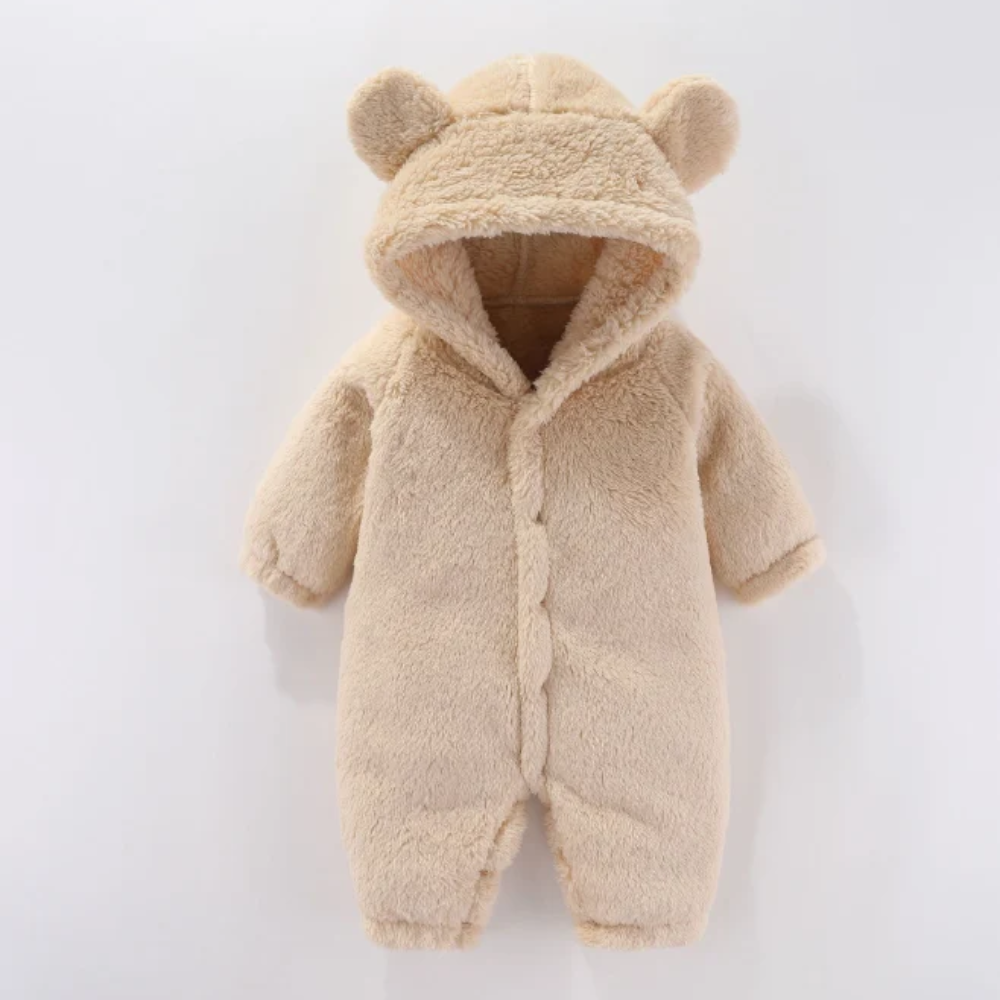Baby Fleece Hooded Romper – Soft Warm Winter Jumpsuit with Bear Ears