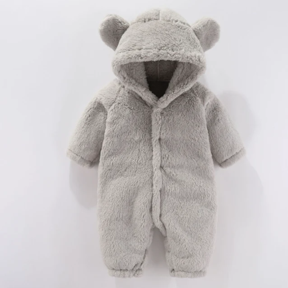 Baby Fleece Hooded Romper – Soft Warm Winter Jumpsuit with Bear Ears