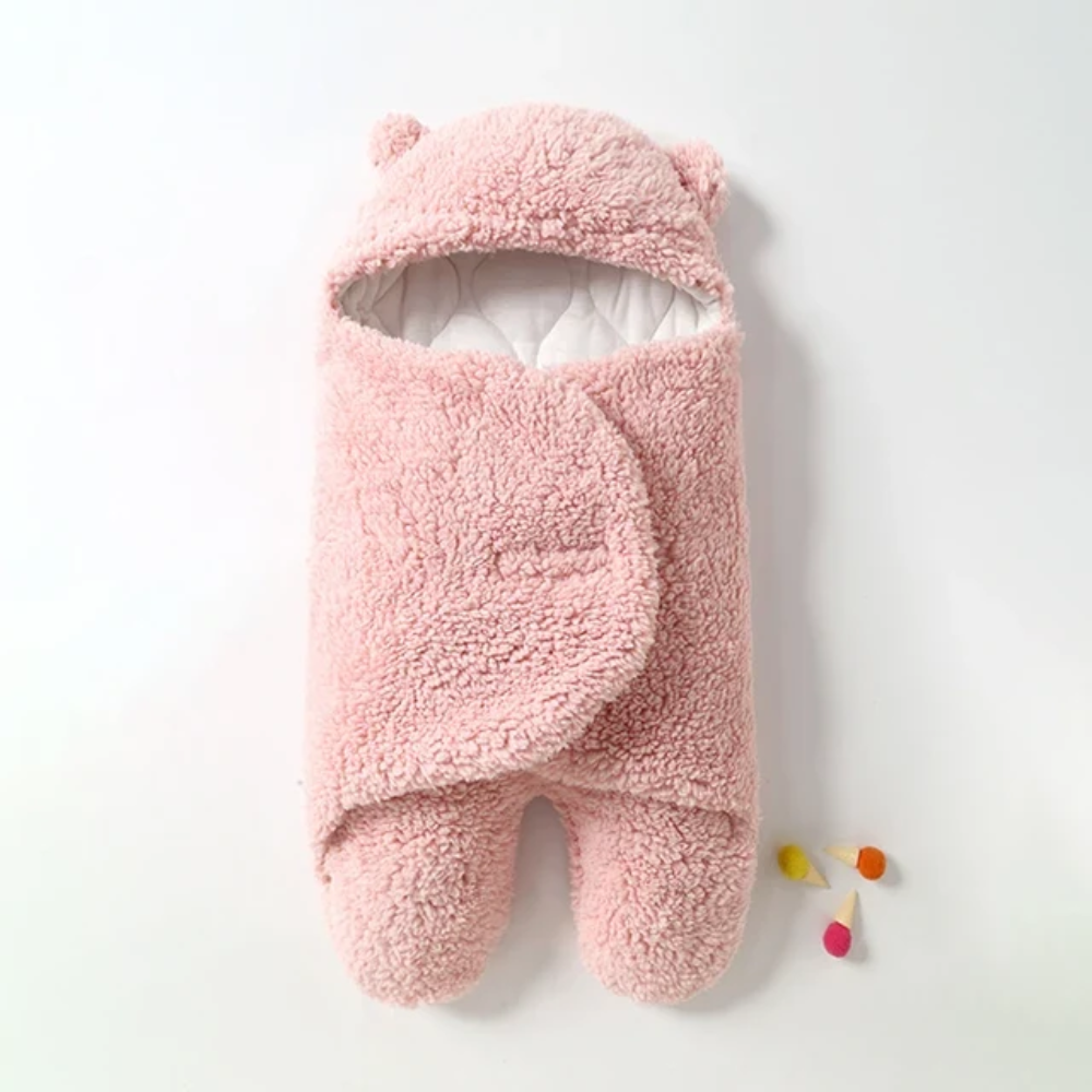 Baby Fleece Swaddle Blanket with Hood and Foot Pockets
