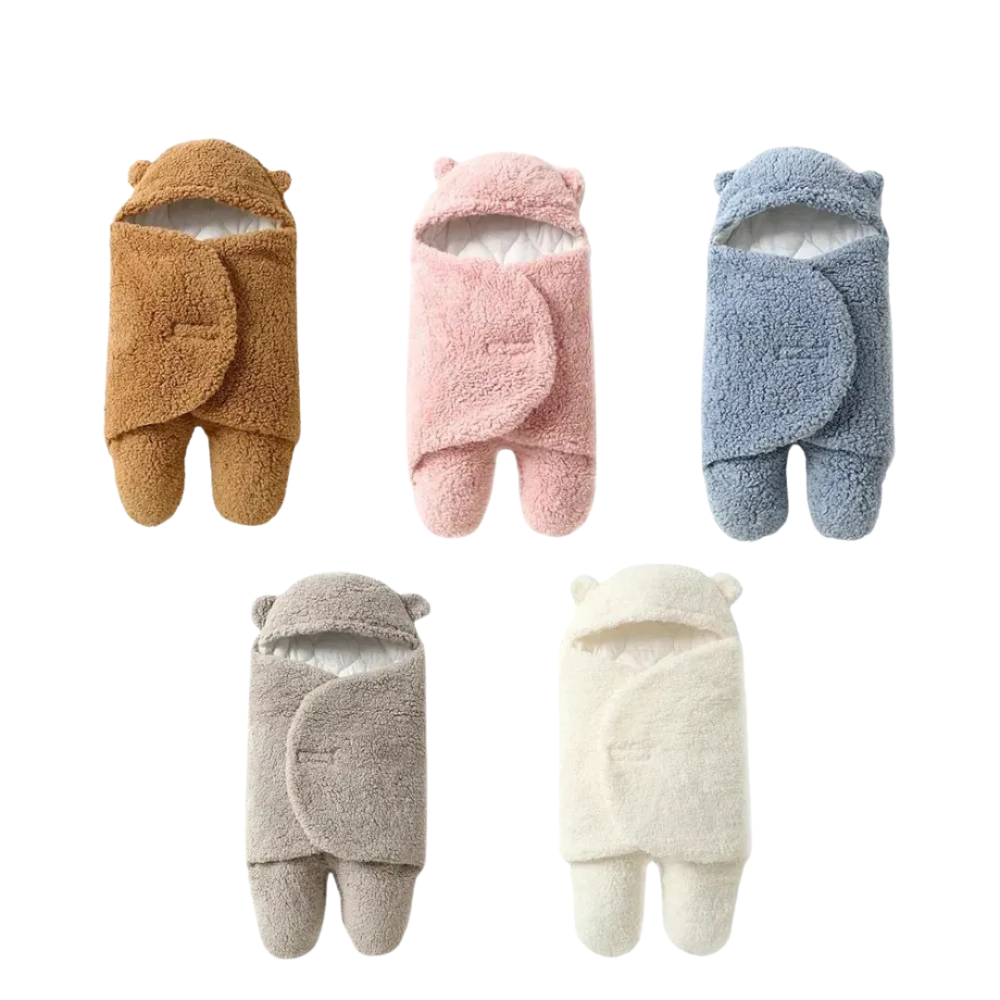 Baby Fleece Swaddle Blanket with Hood and Foot Pockets