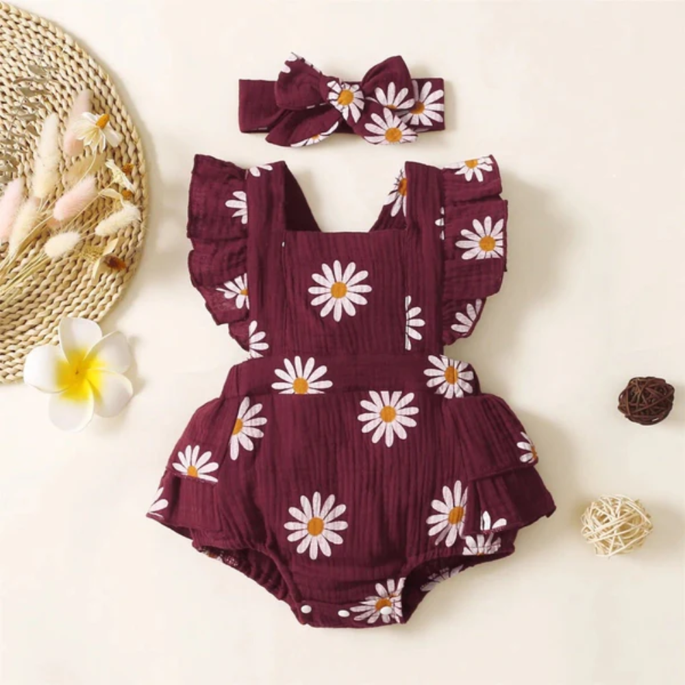 Baby Girl Floral Bodysuit Outfit | Snap Closure Romper