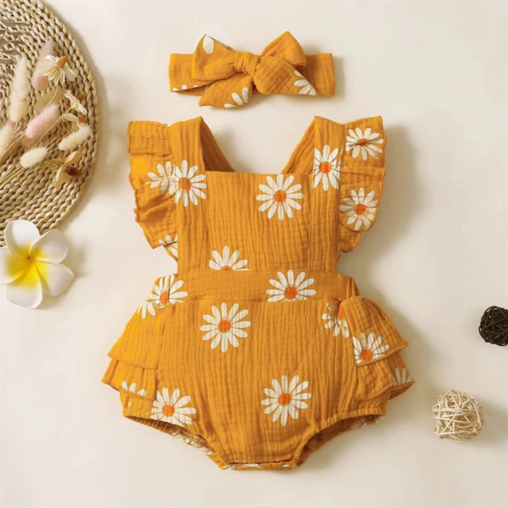 Baby Girl Floral Bodysuit Outfit | Snap Closure Romper
