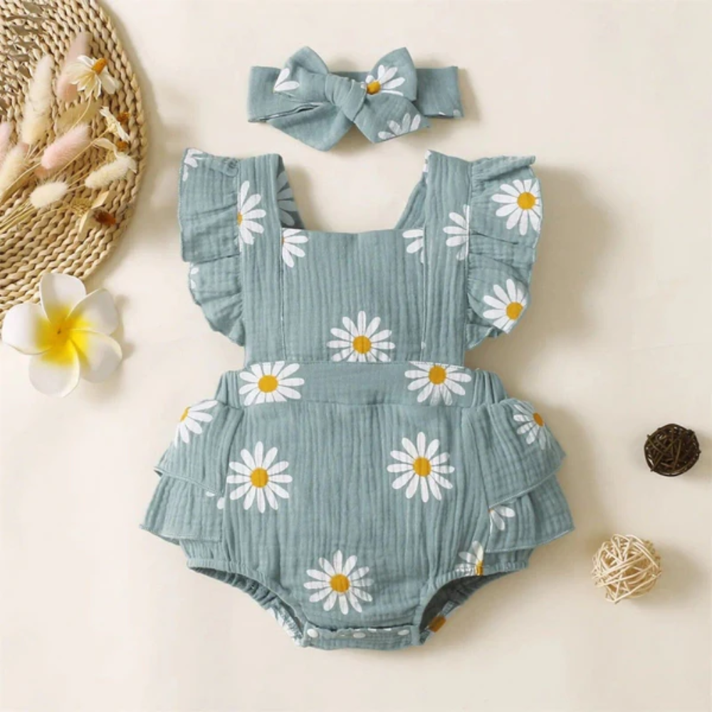 Baby Girl Floral Bodysuit Outfit | Snap Closure Romper