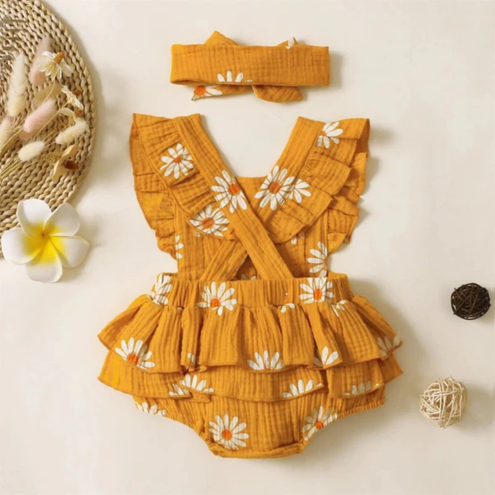 Baby Girl Floral Bodysuit Outfit | Snap Closure Romper