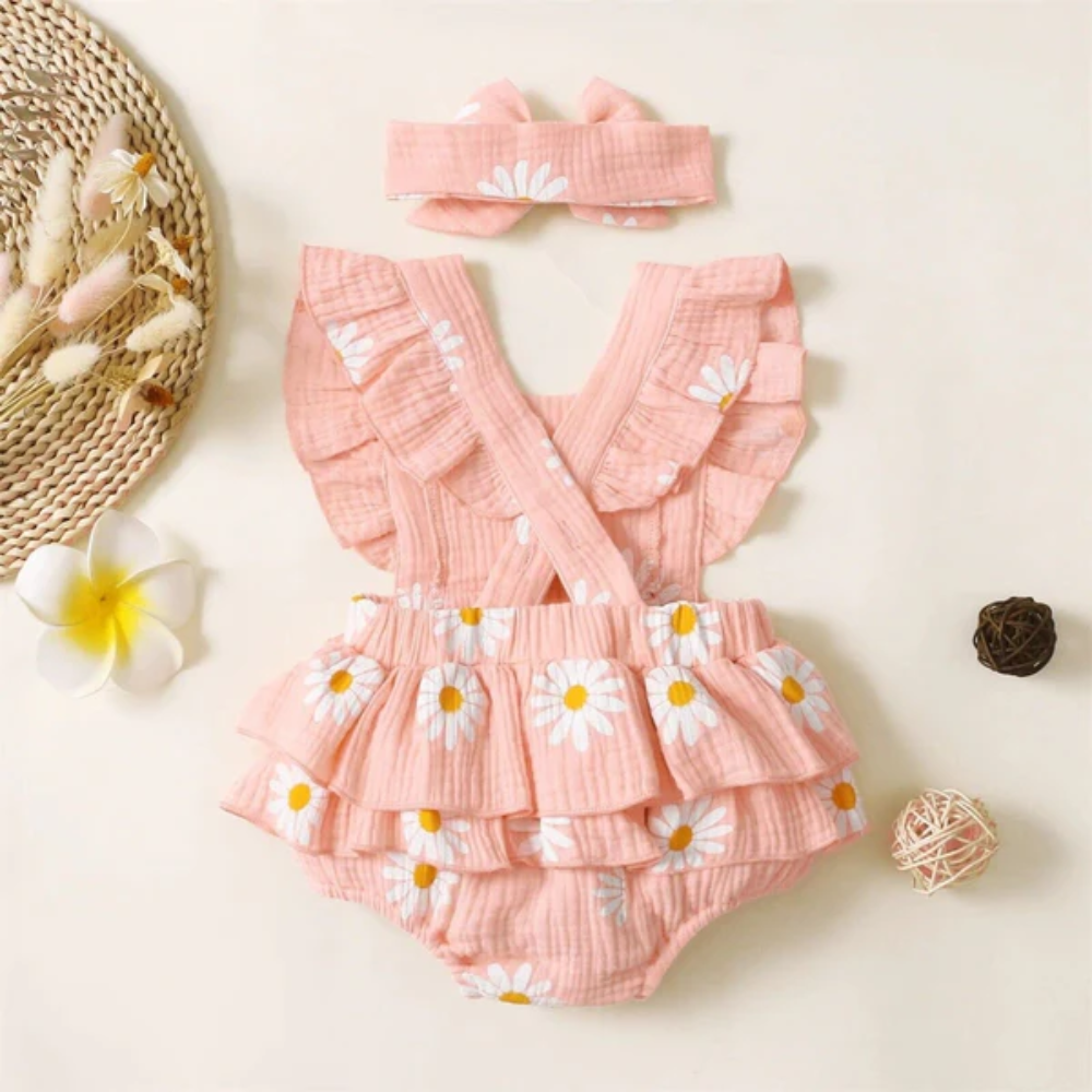 Baby Girl Floral Bodysuit Outfit | Snap Closure Romper