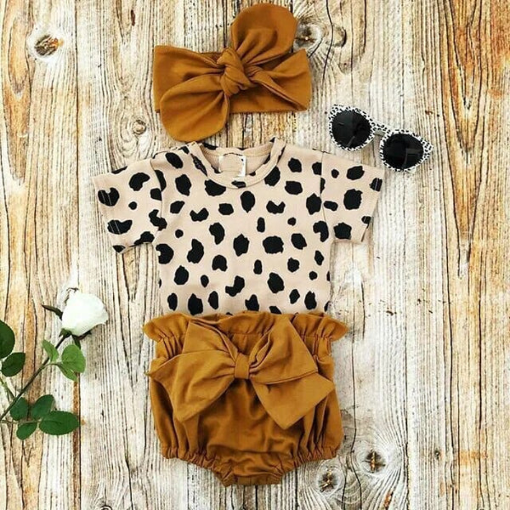 Baby Girl Outfit Set Leopard Print | 3 Piece Matching Set