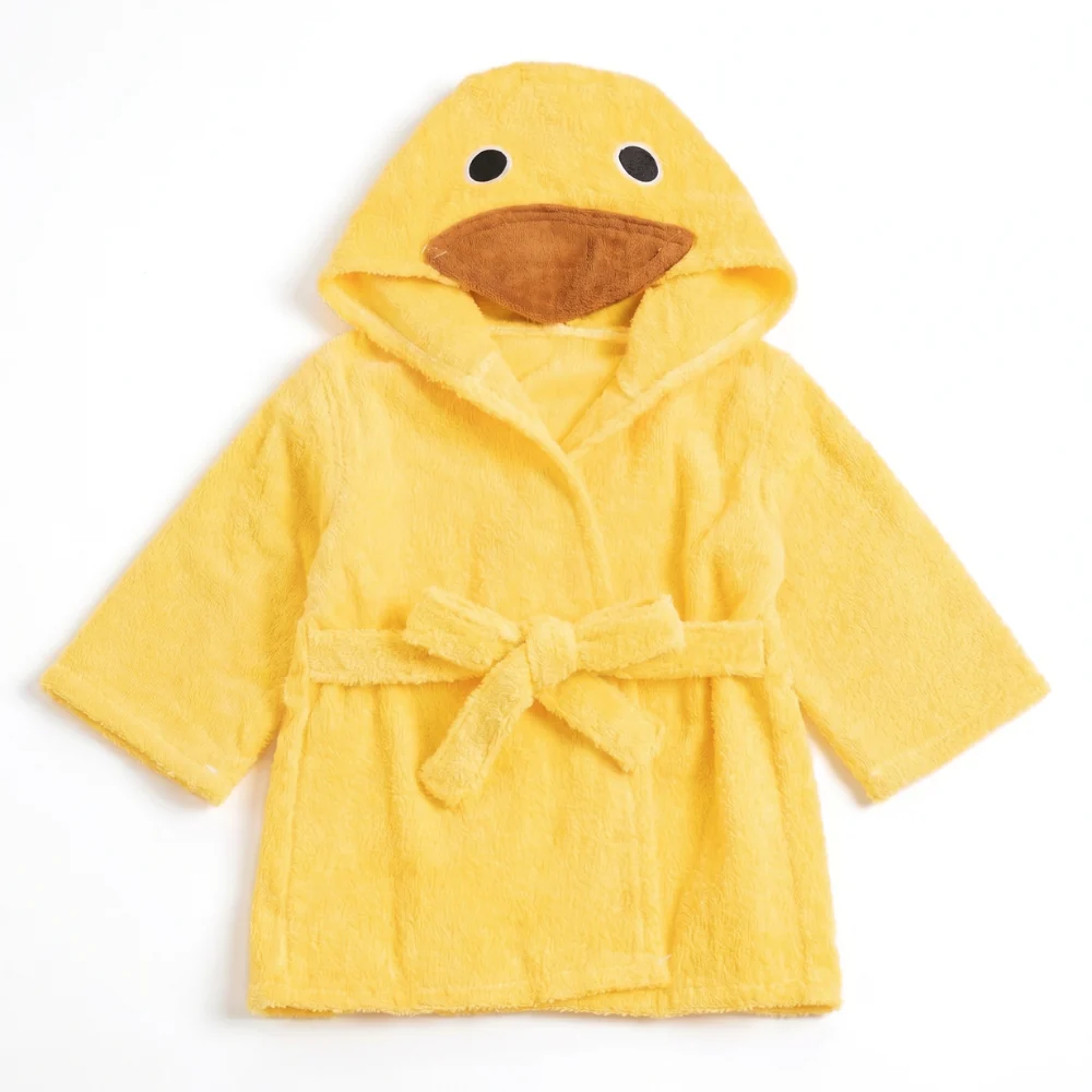 Baby Hooded Bathrobe – Soft Cotton Animal Bath Robe with Tie Belt