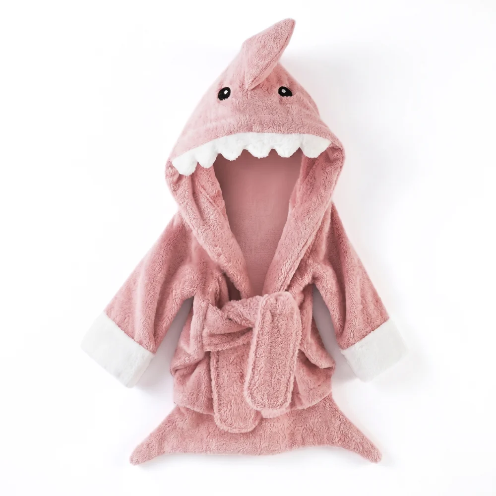 Baby Hooded Bathrobe – Soft Cotton Animal Bath Robe with Tie Belt