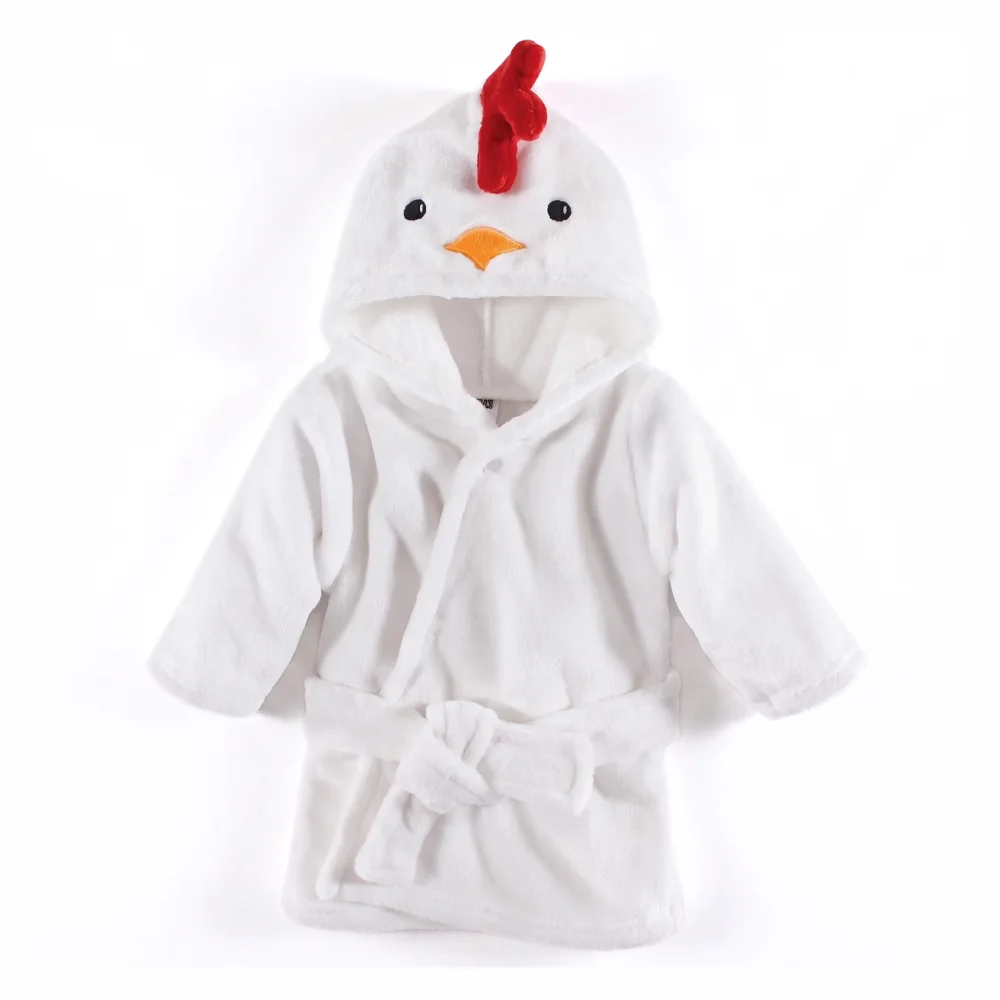 Baby Hooded Bathrobe – Soft Cotton Animal Bath Robe with Tie Belt