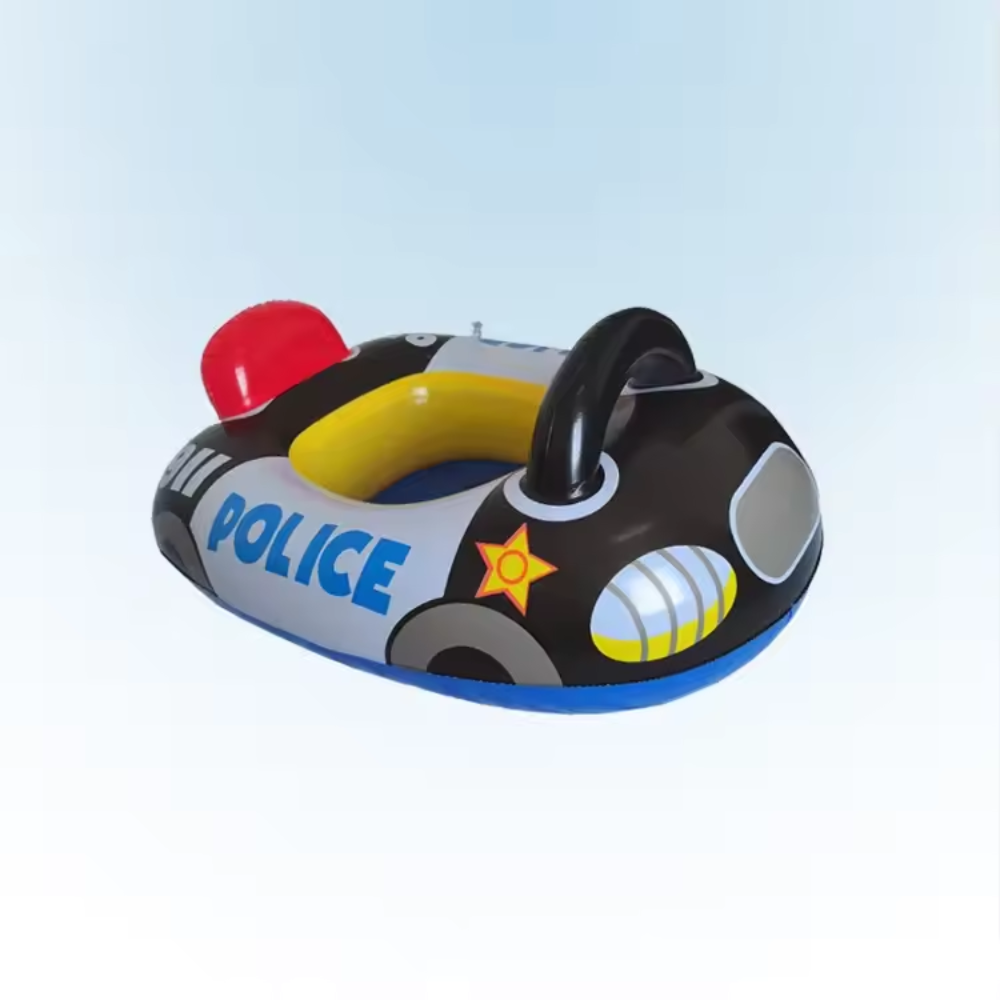 Baby Inflatable Police Car Swim Ring – Kids Pool Float Seat for Water Play