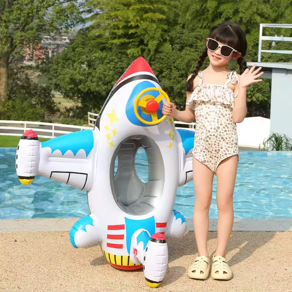 Baby Inflatable Swim Ring with Aircraft Design – Kids Pool Float Seat