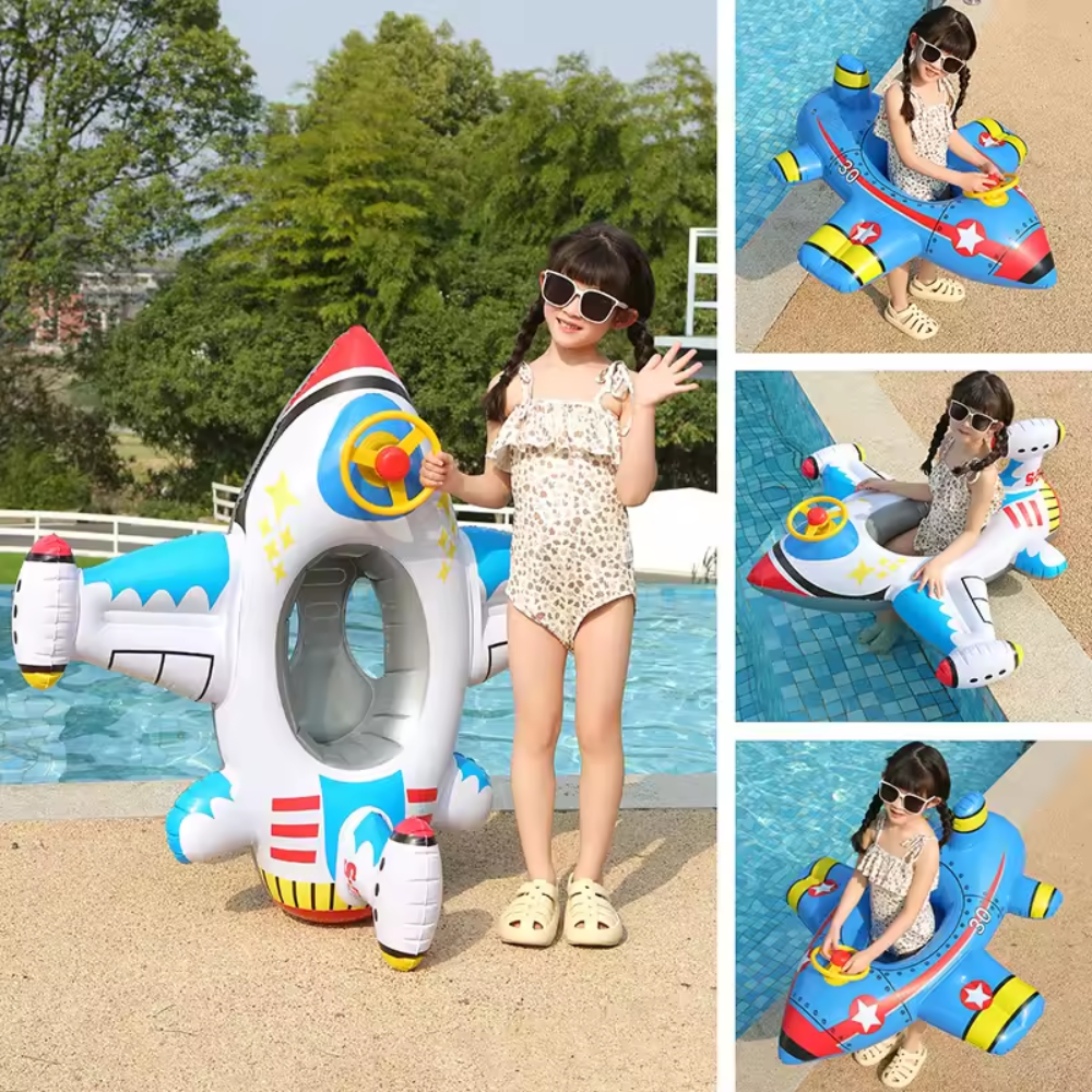 Baby Inflatable Swim Ring with Aircraft Design – Kids Pool Float Seat