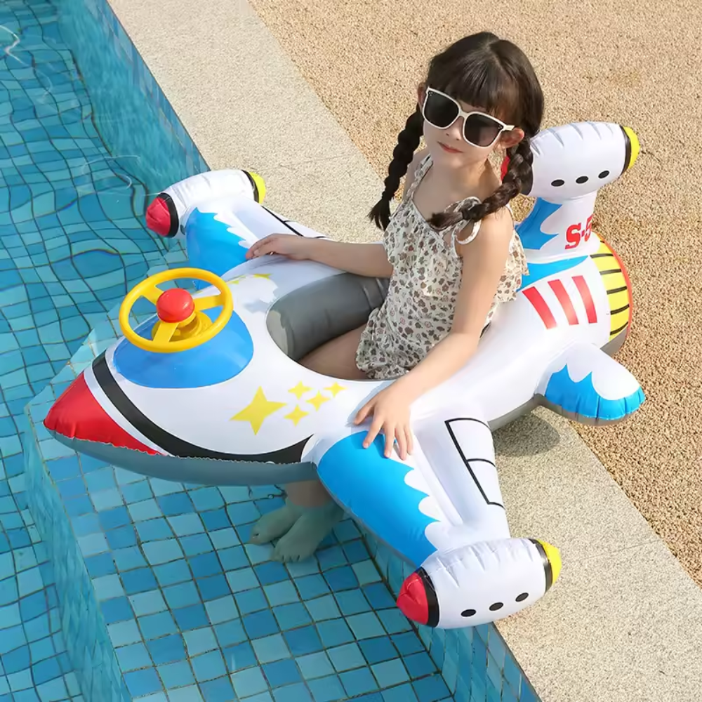 Baby Inflatable Swim Ring with Aircraft Design – Kids Pool Float Seat