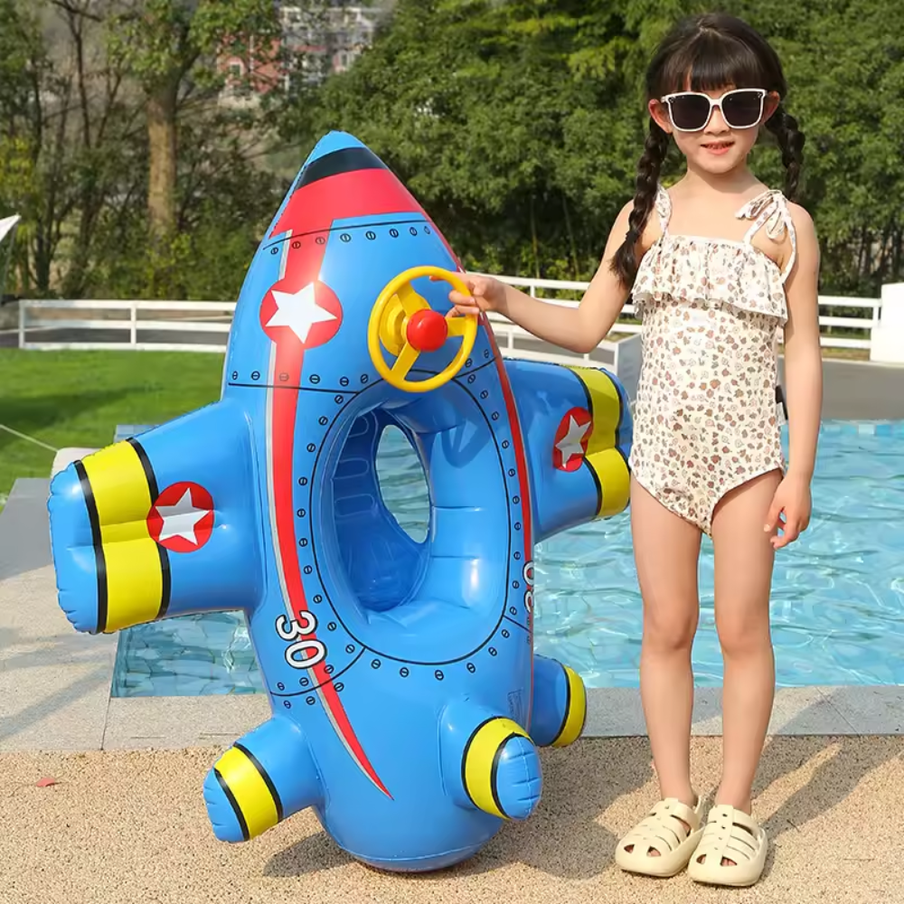 Baby Inflatable Swim Ring with Aircraft Design – Kids Pool Float Seat