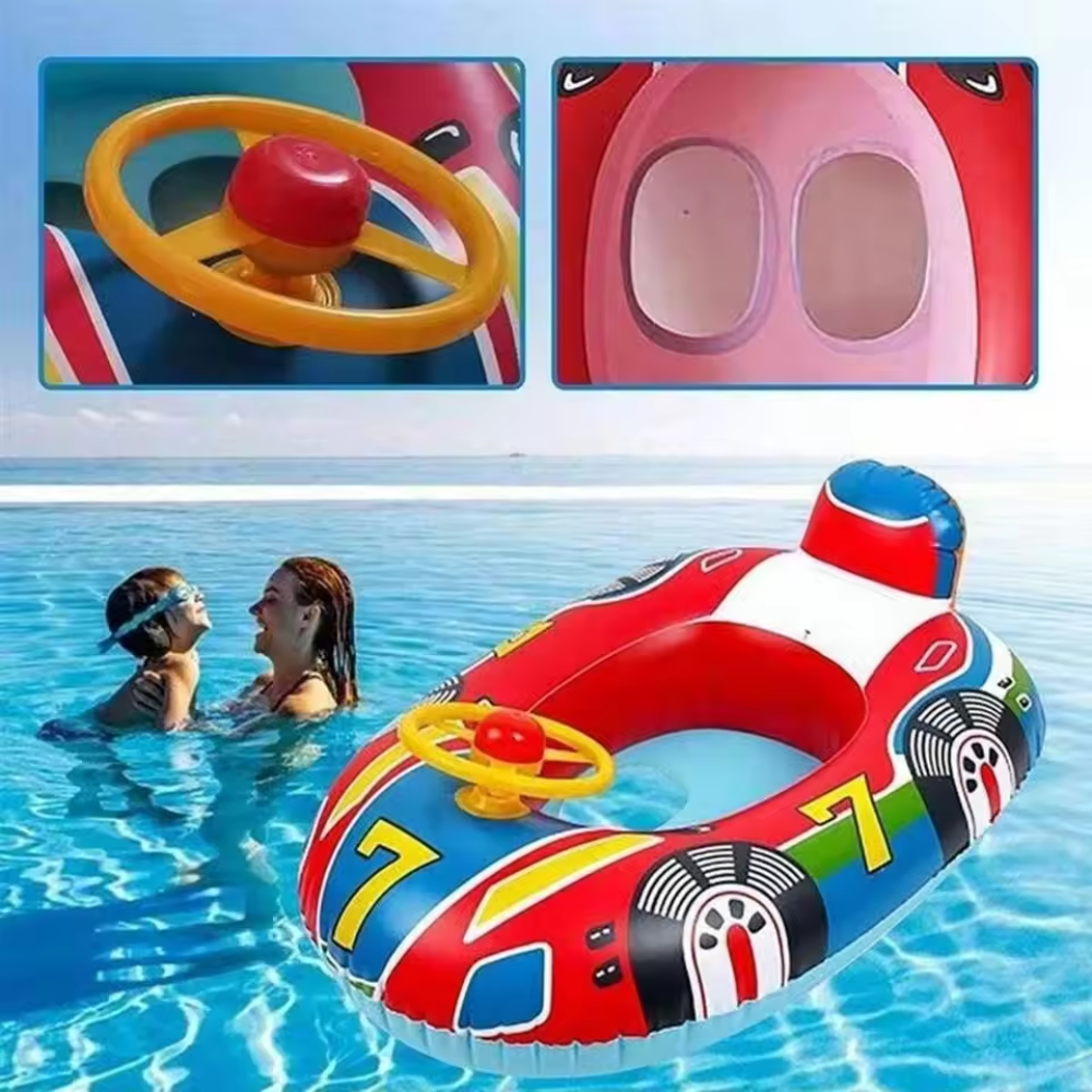 Baby Inflatable Swim Ring with Car Design – Kids Pool Float for Summer Water Play