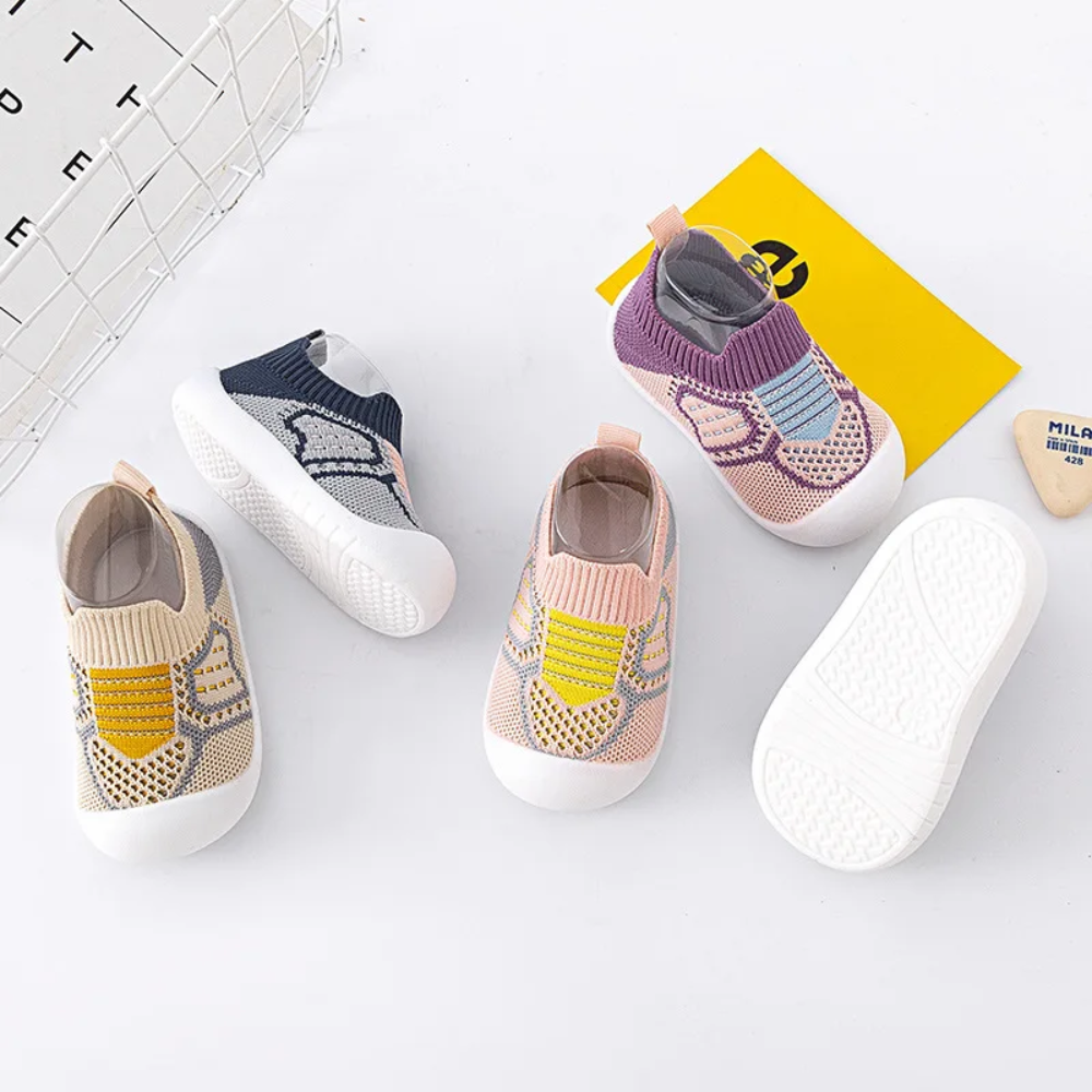 Baby Non-Slip Shoes – Breathable Knit First Walker Shoes with Soft Soles