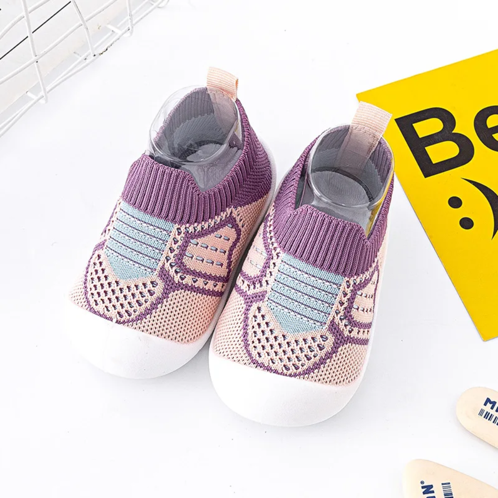 Baby Non-Slip Shoes – Breathable Knit First Walker Shoes with Soft Soles