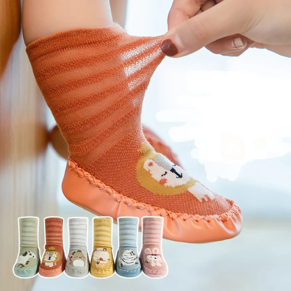 Baby Non-Slip Socks – Soft Animal Print Grip Socks for Infants and Toddlers