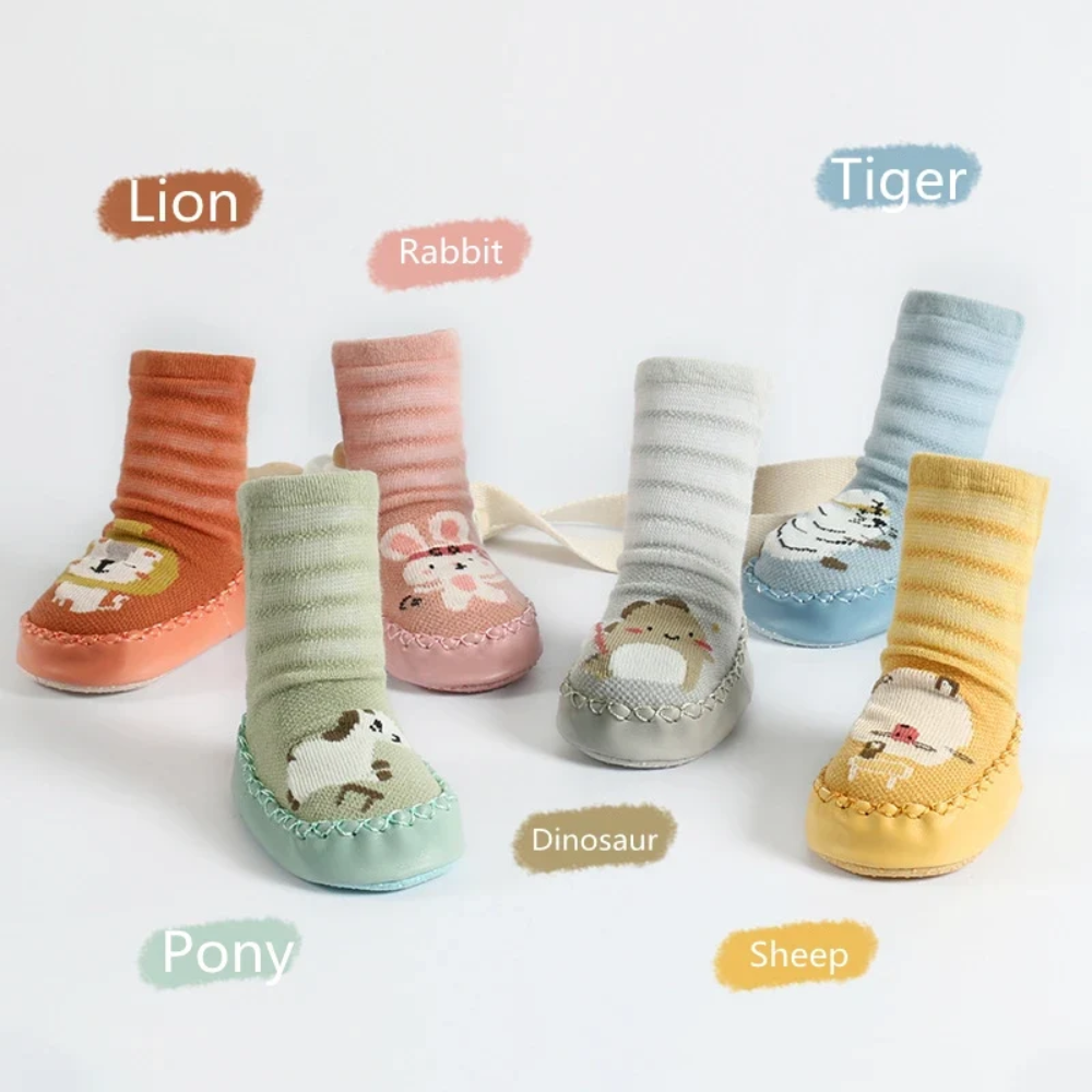 Baby Non-Slip Socks – Soft Animal Print Grip Socks for Infants and Toddlers